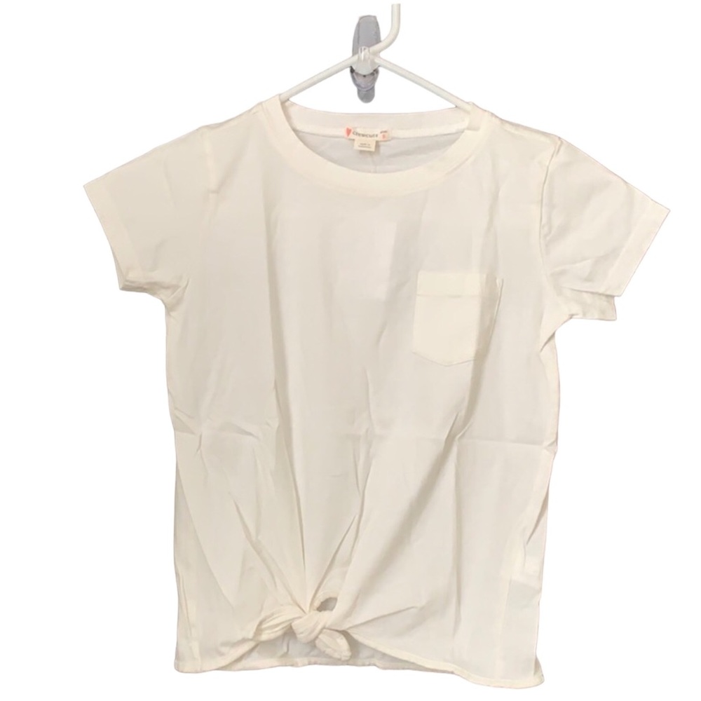J. Crew Crewcuts Girls Ivory Short SleeveTie Front Tee Shirt